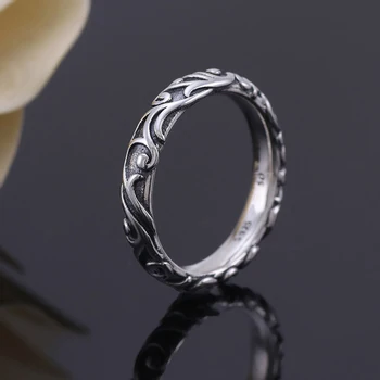 Bewill Reaalne 925 Sterling Silver Ring Kuninglik Muster Loksutades Regalesque Rõngad Naiste Pulmapidu Kingitus Ehted