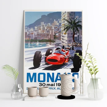 Formula One World Championship Prindib Plakat, Monaco Grand Prix Vintage Kunsti Lõuend Maali, Mootorsõidukite Võidusõidu Poiste Tuba Home Decor