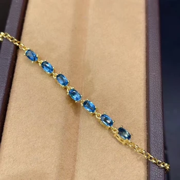 KJJEAXCMY trahvi ehteid 925 sterling hõbe inkrusteeritud loomulik Londoni Sinine Topaas tüdruk elegantne lihtne pärl käevõru toetada avastamine