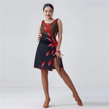 L-2030 Ladina Kaasaegne Tants Konkurentsi Kive Kleit Varrukateta Must Samet Naiste Kostüüm Tulemuslikkuse Tantsija Etapi Kanda