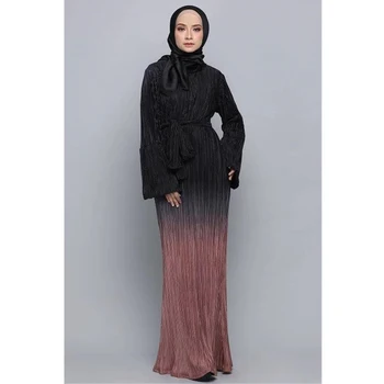 Ramadan Moslemi Naised, Plisseeritud Kaua, Maxi Kleit Abaya Palve Dubai Araabia Jilbab Rüü Seal Kaftan Araabia Kokteili Kleit Põletatud Varrukad Riided