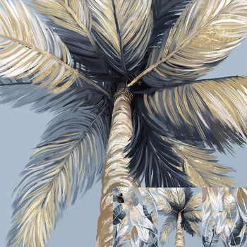 Kuld Troopiline Puu Palmi Lehed Lõuend Maalid Seinale Kunsti Lõuend Trükib Pildi Plakatid Havai Luau Pool Home Decor