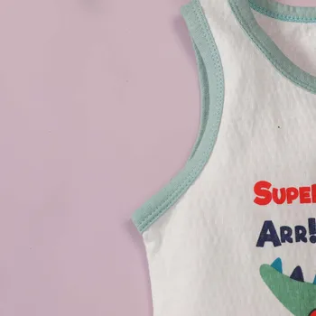 Beebi poisi riideid Baby Vest Ja Püksid Komplekt Puuvillane Varrukateta Dinosaurus Prindi Top + Püksid Sobivad vastsündinud vala bébés keha bebé