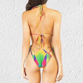 2020 Seksikas Värvikas Rihmad String Supelrõivad Naiste Thong Bikiinid Uus Beachwear Polsterdatud Madal Vöökoht Ujumistrikoo Brasiilia Biquini