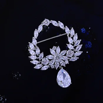 Uhke Kristall Kuupmeetri Tsirkooniumoksiid Tilk kujuga Pross kammlõikur võimaldab saada siledaid Pin-Naiste kleit, kott, Ehted Tarvikud XR03882D