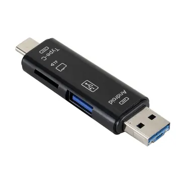 5 in 1 USB 3.0 Tüüp C / USB / Micro-USB SD TF Mälukaardi Lugeja OTG Adapteri Ühenduspesa kiire Mälukaardi Lugeja