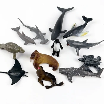 12tk Simulatsiooni Mini Mereloomade Hiiglane Hamba Killer Whale Shark Blue Whale Shark Pingviin Dolphin Mudel Mänguasi