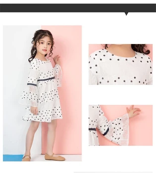 Lapsed Kleidid Tüdrukute 2019 Kevadel Ja Sügisel Mudelid Kõrge Kvaliteedi Tüdruk Kleit Mood Pits Dot Pikad Varrukad Printsess Kleit