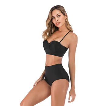 Seksikas Must Micro Bikini Komplekt Naistele 2 Tükki Ujumistrikoo Supelrõivad Push Up Polsterdatud Rinnahoidja Rihmad Biquini Trikoo Beachwear 2021 Uus