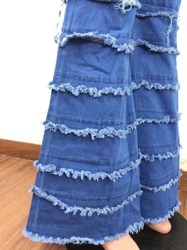 Vintage Ripitud Teksad Naine, Kõrge Vöökoht Bell Bottom Püksid Seksikas Korea Auk Stretch Denim Skinny Teksad, Sinine Pikk Põletatud Püksid Teksad