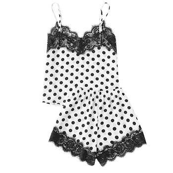 2021 Uus Naiste Pidžaama Komplekt Seksikas Pits Sleepwear Pesu Tüdrukud Armas Dot Aluspesu Ja Lühikesed Püksid Naiste Nightclothes Pajama Komplekti