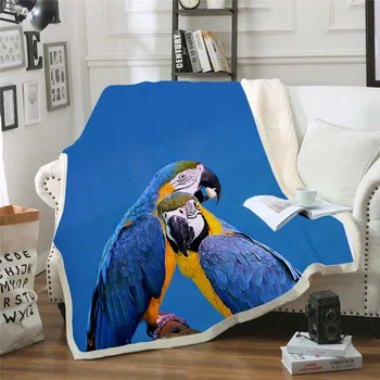Plstar Kosmos värviline Papagoi brid Tekk 3D print Sherpa Tekk on Voodi Lapsed Tüdruk Lille kodutekstiilid Unenäoline stiil-3