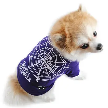 Koer Halloween Spider Pet Riided Lisab Puhkus Atmosfäär Web Muster Trükitud Puuvillane Vest Pehme ja Mugav Puhkus Pool