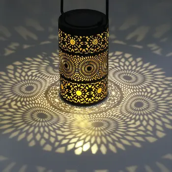 Ornament LED Lamp Lohkus Õue Maastik Aed Decor Väljas Veekindel Retro Raud Laua Päikese Laterna Rada Käepide