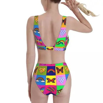 Bikiinid Cyber Y2K Eksootiliste 2021 Naiste Ujumistrikoo kõrge Vöökoht 2 tükk naine set Vintage Naiste trikoo Ujumistrikoo