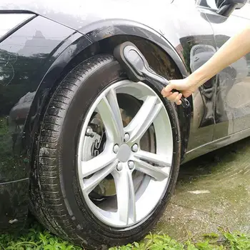 60% Hot Müük Tire Shine Aplikaator Arc Design kulumiskindel Sponge Auto Rehvi puhastushari, Pikk Käepide Auto Rehvi Aken