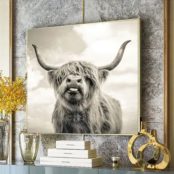 Metsik Highland Lehm Plakatid Ja Pildid HD Loomade Lõuendile Maali Prindi Vintage Home Seina Art Pilte elutuba Teenetemärgi Seinamaaling
