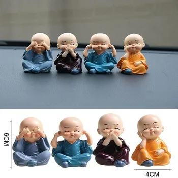 4tk/set Hiina Gongfu Munk Figuriin Vaik Kung Fu Budistliku Joonis Kuju Kodu Kaunistamiseks Auto Shaolin Nukud Asukoht Munk I3Y4