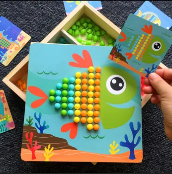 Laste täispuidust cartoon kuju puzzle ehitusplokk mängu mänguasja vanema-lapse interaktiivne mäng mänguasi
