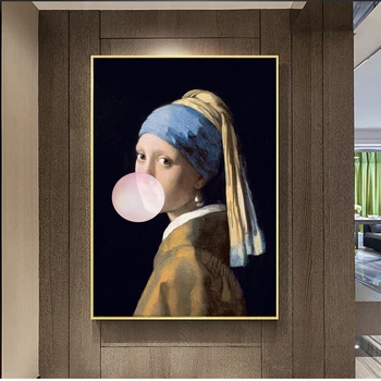 Tüdruk pärlkõrvarõngaga Lõuendile Maali Poster Kuulsad Maalid Kunsti Euroopa Vintage Joonis Pildi Interjöör