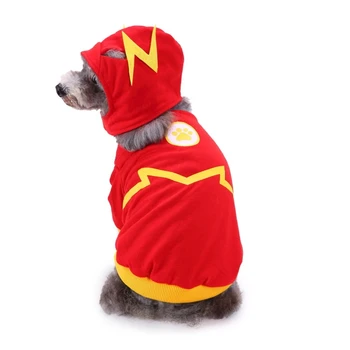Flash Mees Koera Kostüüm Riided, Mütsid Komplekt Halloween Kutsikas Kassi Poole Cosplay Naljakas Jõulud Riided Välk Koera Lemmiklooma Roll