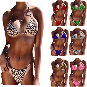 Bikinis Komplekti Seksikas Leopard Naiste Madal Vöökoht Thong Push Up Supelrõivad Kaks Tööd Tüdrukud Mini Ujumistrikoo Brasiilia Rannas Kanda Trikoo