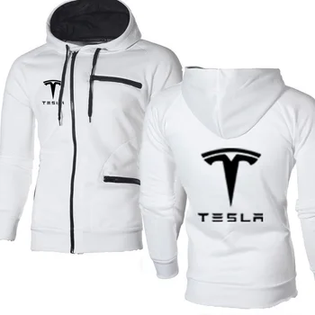 Meeste Jope eest Tesla Auto Logo Print Vabaaja HipHop Harajuku Pikad Varrukad Fliisist soe Kapuutsiga Pusad Mens tõmblukk Hupparit