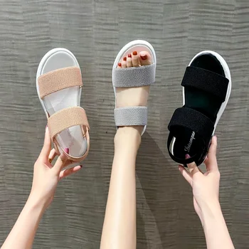 Sandaalid Naistele Suvel Uus Mood Naiste Sandaalid 2021 Lihtsus kummipaelaga Platvorm Kingad Avatud Varba Sandaalid Zapatillas Mujer