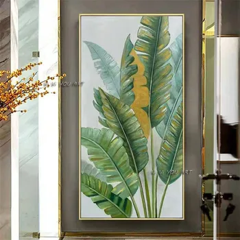Käsitsi Valmistatud Abstraktne Õlimaal Suured Lõuend Troopiline Banana Leaf Teenetemärgi Kaasaegne Seina Art Elutuba