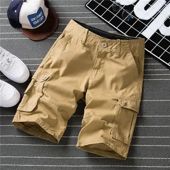 Õhukesed suve püksid kulumiskindel multi-tasku casual spordi püksid meeste lahtised sirged mood meeste cargo püksid põlve pikkus