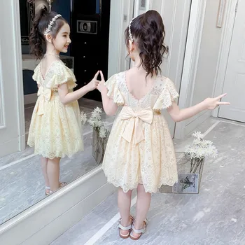 Tüdrukud Dress Suvel 2021 Uued Lühikesed Varrukad Tüdruk Pits Printsess Kleit Sünnipäeva Kleit Elegantne