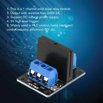 1 Kanal Solid State Relee Moodul Juhatuse kõrgetasemelise Vallandada NSV Sisend 5V DC Output 240V AC 2A Kaitsme jaoks Arduino PLC Kontroller