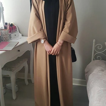 Kauhtana Marocain Türgi Abaya Dubai Moslemi Naiste Kleit Kõrge Kvaliteedi Elegantne Jakk Tahked Värvi Rüü Longue Femme Musulmane