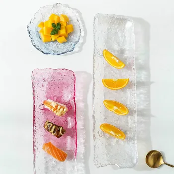 Jaapani Crystal Klaasist Plaat Kodus Tabel Külaline Diivanilaud Puu-Plaat Ebaregulaarne Salat Sushi Magustoit Plaat