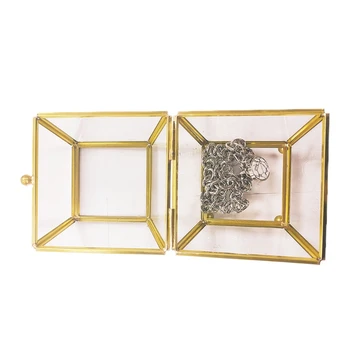 Neli Coner Läbipaistev Kuld Klaasi Ring Box Abielusõrmus Kasti Geomeetriline Läbipaistvast Klaasist Ehted Kasti Korraldaja TabletopHolder