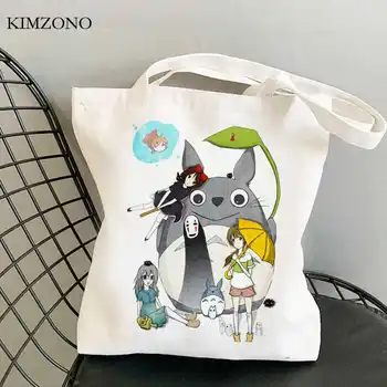 Totoro ostukott lõuend tassima korduvkasutatavad shopper bolsa džuudist kott kott reciclaje kokkupandav bolsas reutilizables kohandatud