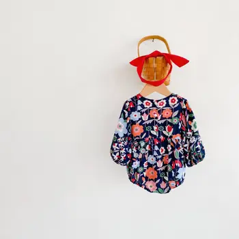 2021 Aasta Sügisel New Baby Girl Lill Riided Bodysuit Puuvillased Pikad Varrukad Õie Bodysuit Moe Printsess Teise Lapse Kombekas
