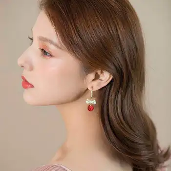 2021 korea Naised Graatsiline Vibu-sõlm Kõrvarõngad, Elegantne Daam 925 Silver Needle Punane Pall Kõrva Tarvikud Lady Fashion Magus Ehted