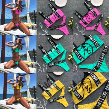 2019 Bikiinid Naine Isiksuse Kirja Bikini Beach Ujumistrikoo e vann set Naiste Suvel trikoo e Ujumine Ülikond