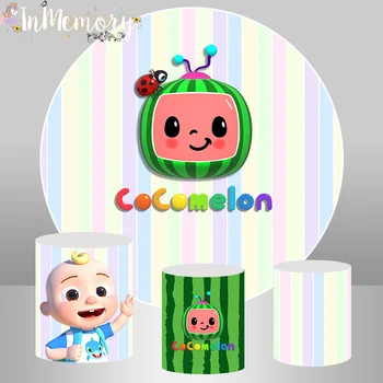 Algul Taustaks Cartoon Cocomelon Pool Ringi Taust Poisi 1. Sünnipäeva Foto Studio Pool Decor Candy tabel Banner Hõlmab