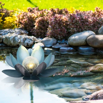 Päikese-Aed Valgus Väljas Dekoratiivsed Lotus Kerge Art Purunenud Klaasi Palli Metallist Veekindel Maastiku Lamp Tee Muru Hoovis