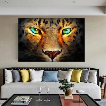 Loomade Realistlik Plakatid ja Pildid Green Eyed Leopard Lõuendile Maali elutoas Seina Kunstnik Kodu Kaunistamiseks Maali