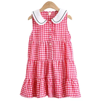 Tüdrukud Dress 2020. Aasta Uus Suvine Vabaaja Lapsed Kleidid Tüdruk Vabaaja Ruuduline Laste Printsess Riided Varrukateta Väikelapse Teen Kostüüm