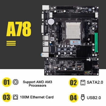 HUANANZHI A78 Emaplaadi M-ATX Dual Kanalite DRR3 16G USB 2.0 SATA 2.0 Lauaarvuti Emaplaadi AMD AM3 Protsessorid