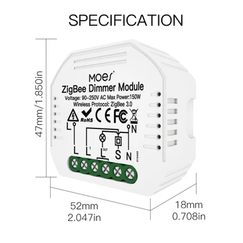 Tuya Zigbee 3.0 Dimmer Smart Switch Module Controller 2-Tee Kauge Hääljuhtimine Smart Valguse Lüliti, Relee Google ' I Abiline Alexa