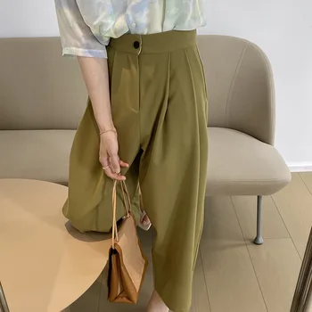 Nurmore Naiste Stiilne Mood Office Kanda Otse Ülikond Püksid Vintage Kõrge Vöökoht Naine Pahkluu Pikkusega Püksid Naiste Püksid