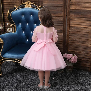 Uus Printsess Flower Girl Pulm Kleit 2021 AppliquedTulle Põlvikud Võistlused Kleidid Laste Kleit Ball Kleit Tanssiaiset Pool