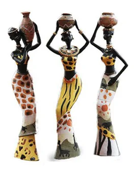 3tk/set!! Vaik Käsitöö Tribal Lady Kuju Eksootiliste Nukk Küünal Omanik Kingitus Kodu Kaunistamiseks Skulptuure Aafrika Naiste Kujukeste