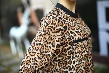 CHAMSGEND pikad varrukad mees särgid Sifonki naiste pluus tuunika naiste Leopard Printida Sifonki Särk Slim Vabaaja Pluusid