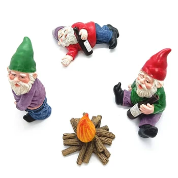 4tk Kääbus Aiandus Gnomes Kujukeste Kaunistused Haldjas aiakaubad Gnome-Purjus Gnome Desktop Kit Decor P7Ding